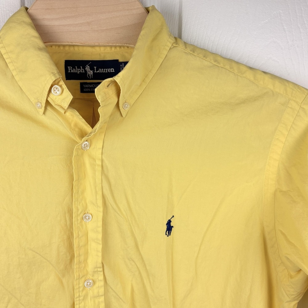 Ralph Lauren Shirt Mens Large 16-32/33 Yarmouth Yellow Button Down Hong Kong